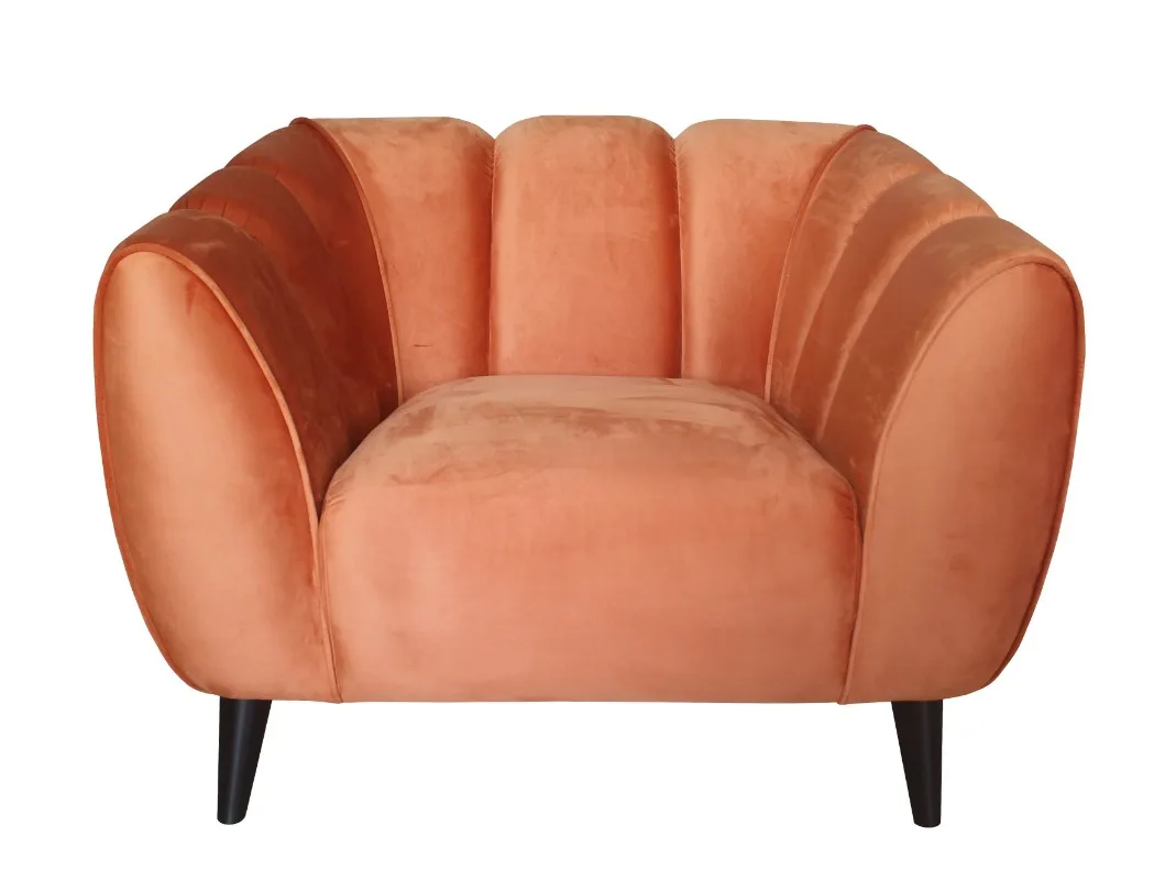 Eco-friendly and durable wooden frame living room lounge sofa orange fabric sponge filling for 1/2/3 seats