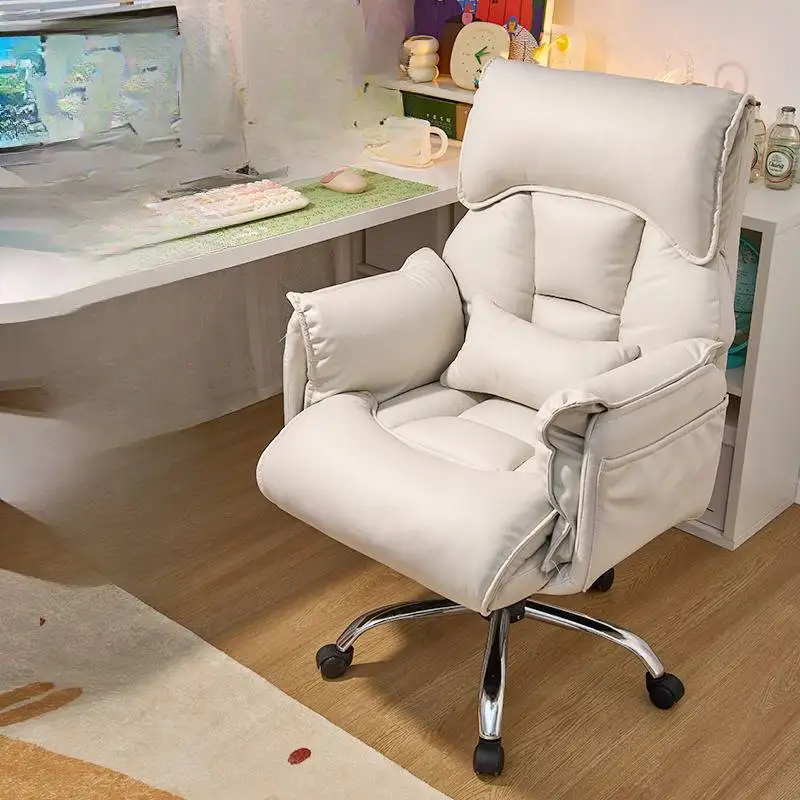 Massaggiatore regolabile Sedia da ufficio Ruote per piedi per ragazza grigia Sedia per computer di design Braccio rilassante Bianco Bureau Stoel Mobili per ufficio