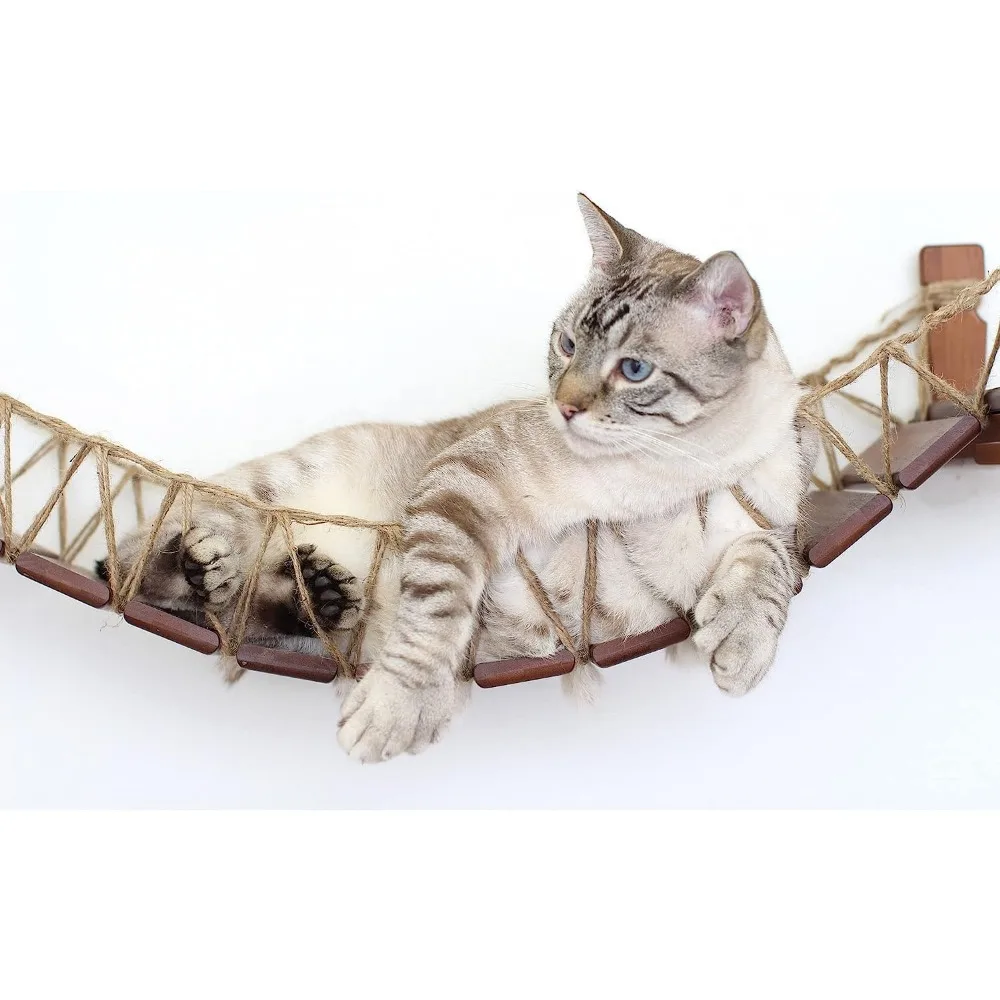 

LUCK Catastrophic Creations Cat Bridge with Landings — English Chestnut, Onyx or Natural Bamboo Cat Wall Bridge — Cat Wall Furn