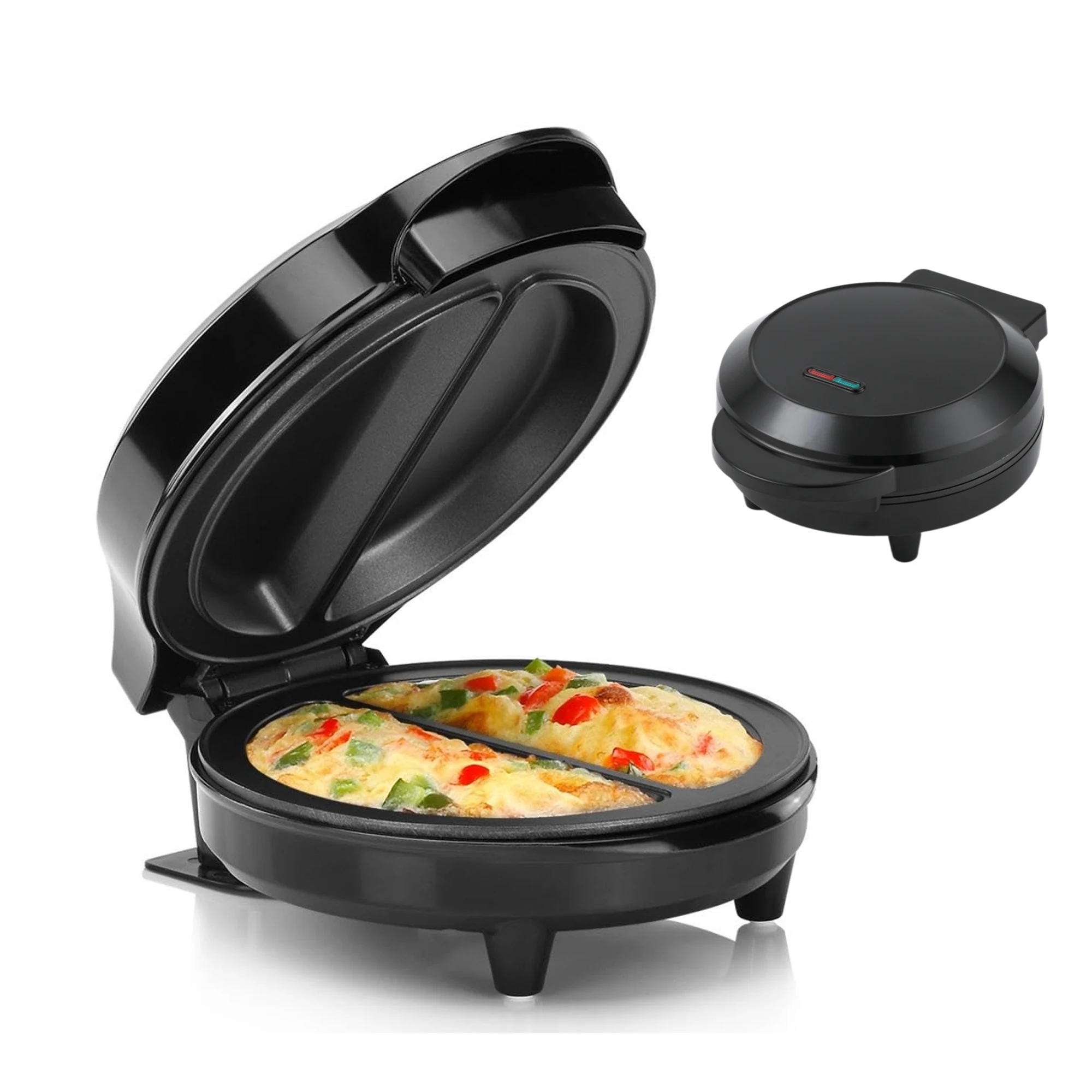Máquina Eléctrica para Hacer Omelettes de 1000 Vatios, Cocción Rápida, Placas Intercambiables (Donut/Burbuja/Waffle), Superficie Antiadherente, para el Hogar