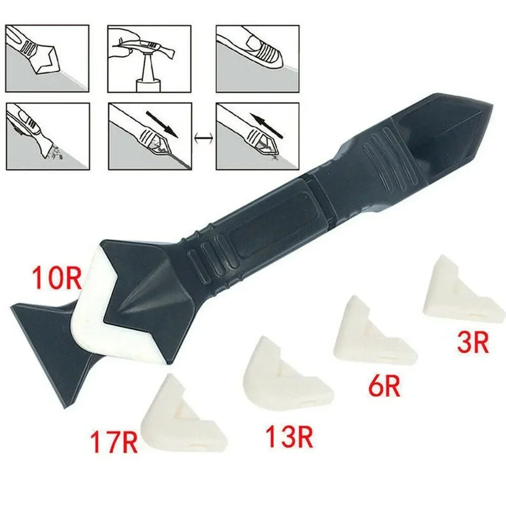 Multifuncional Silicone Raspador Kit, rodo, Removedor de Cola, Faca, Calafetagem Ângulo, Beleza Crack Trowel, Grout, Home Tool, 3in 1