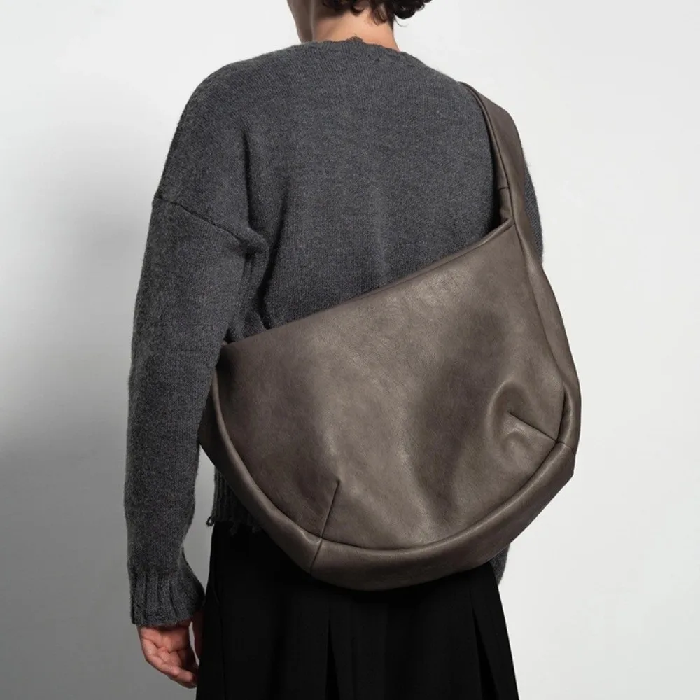 حقيبة كروس للرجال على الطراز العتيق ​ ​   بو الجلود ​ ​ حجم كبير ​ ​   حقيبة كتف مطوية حقيبة يد ذات سعة كبيرة ​ ​   للرجال والنساء