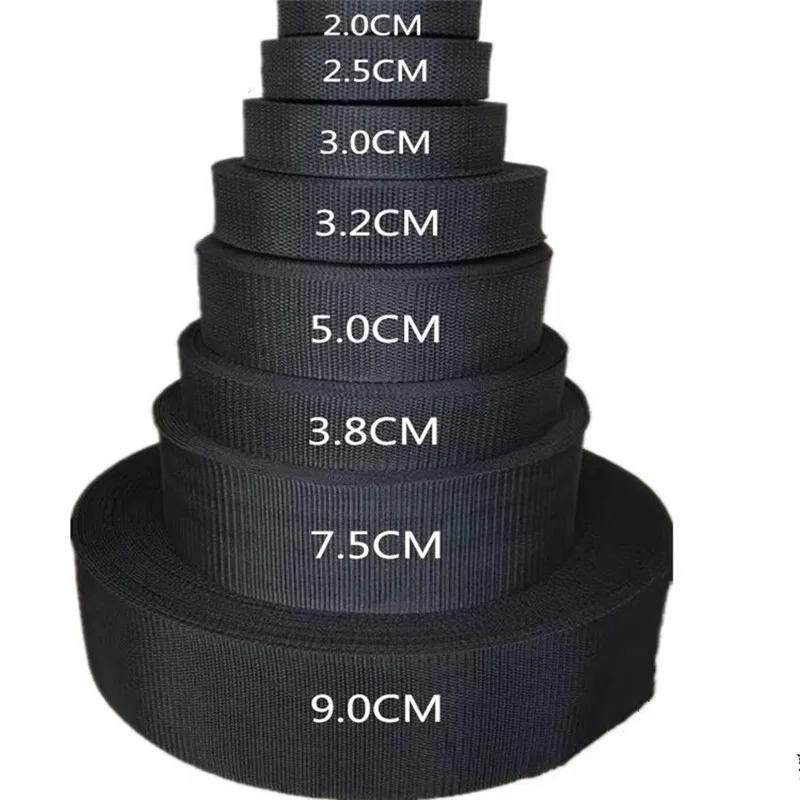 

5meters 2-9cm Black Polyester Webbing Band Backpack Strap Pet Collar Tape Belt DIY Outdoor Bag Garment Sewing Accessory
