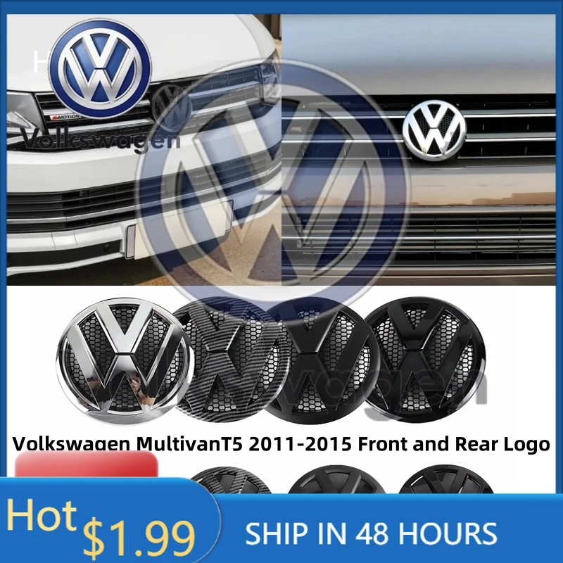 

For VOLKSWAGEN VW Volkswagen Multivan T5 2011-2015 3D Front Rear Car Emblem Badge Set, ABS Auto Logo Replacement Accessories
