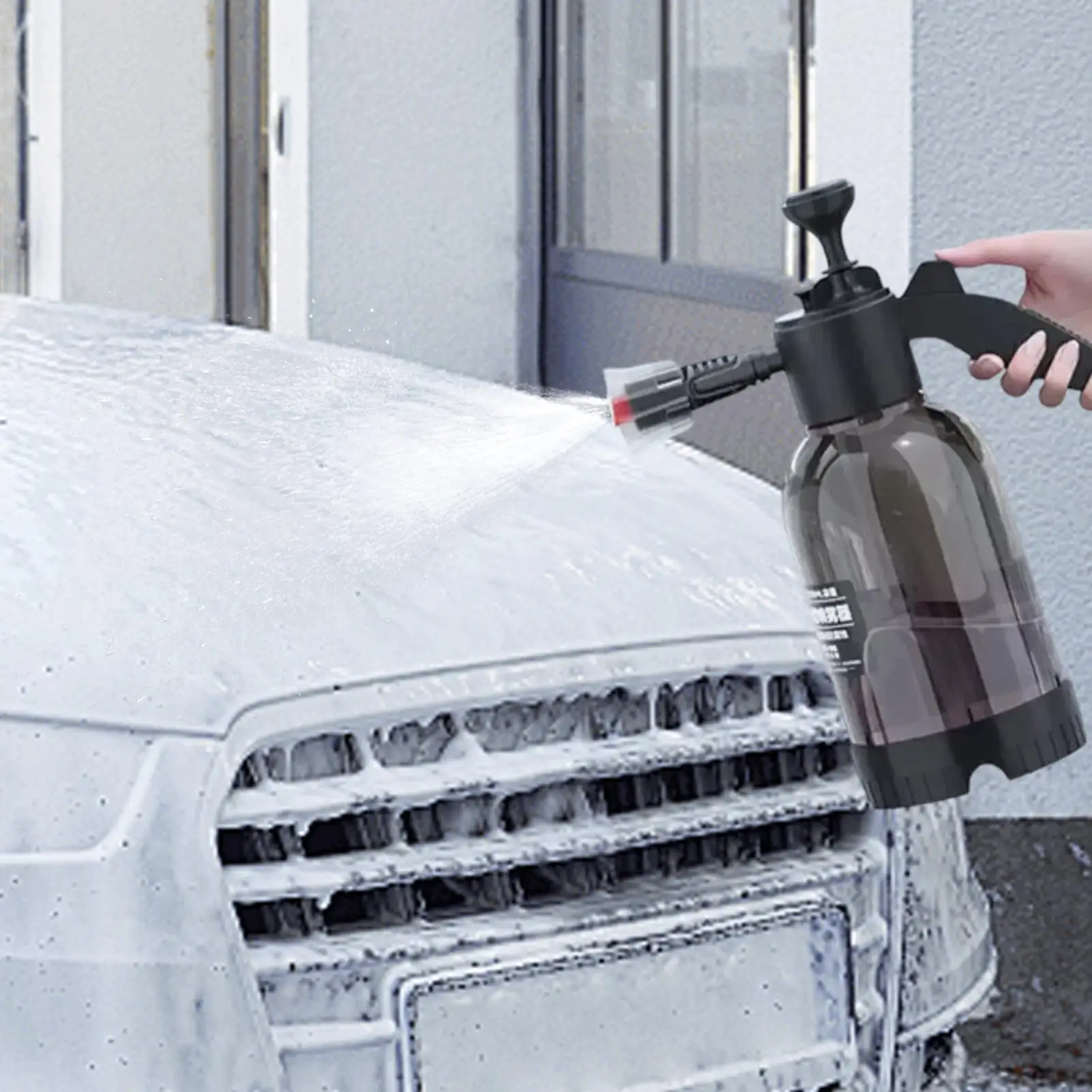 2L Hand Pump Foam Sprayer with 2 Spray heads Hand Pneumatic Foam Cannon Snow Foam Car Wash Spray Bottle Car Window Cleaning