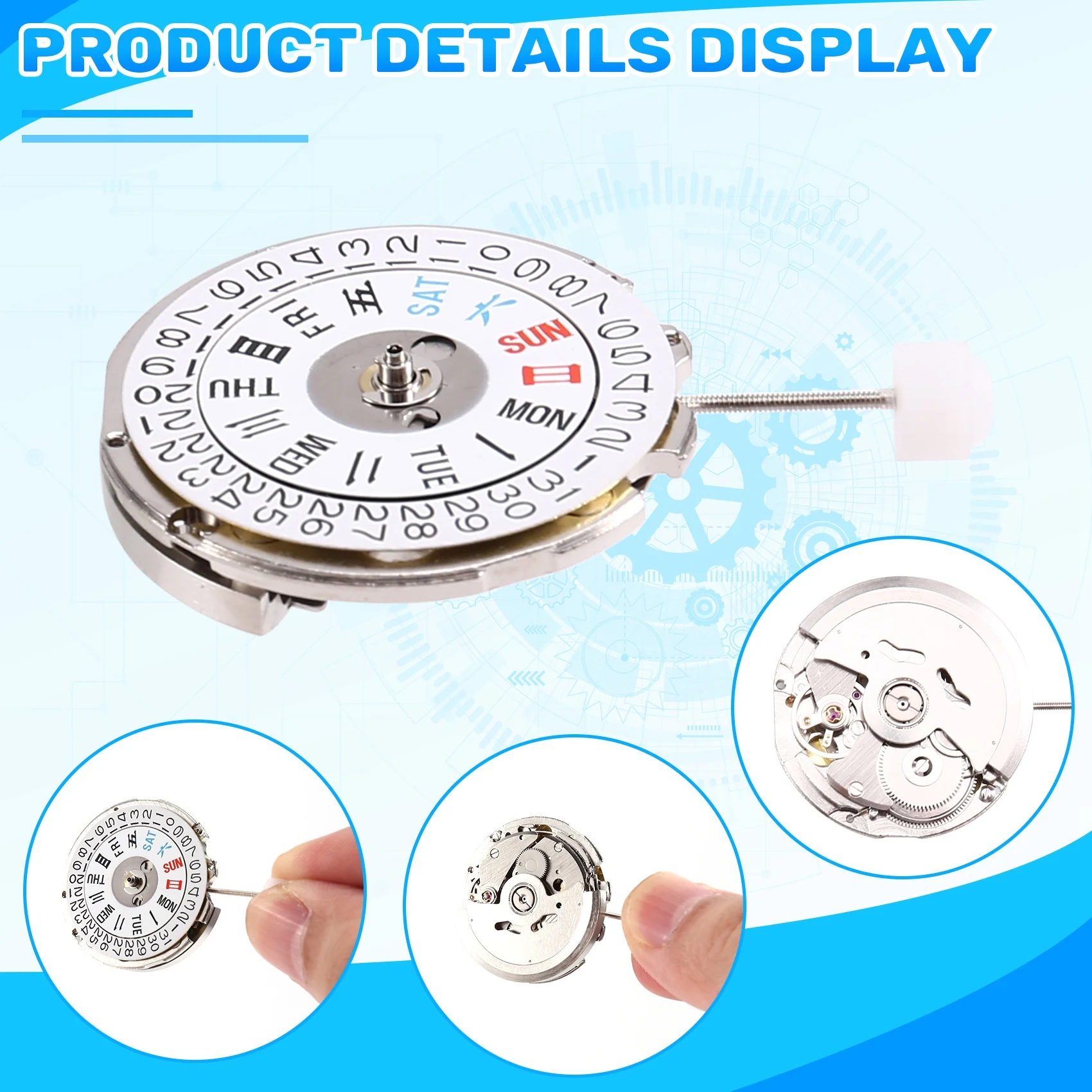 ABJN-Replacement NH36 Mechanical Movement China Made Fully Automatic Japanese NH36 NH36A Compatible Date At 3 O' Clock