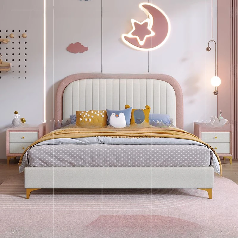 Safe Beauty Bed Nordic Full Simple European Sleeping Design Luxury Bed Frame Princess Sun Double Wooden Cama Trendy Furniture