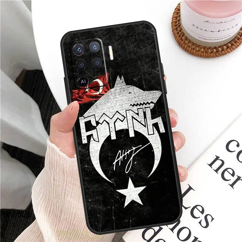 Lingua turca bozkurt lupo grigio Custodia per Oppo A58 A5 Pro A15 A16 A17 A57 A77 A94 A74 A54 A76 A96 A40 A60 A80 A18 A38 A78 A98