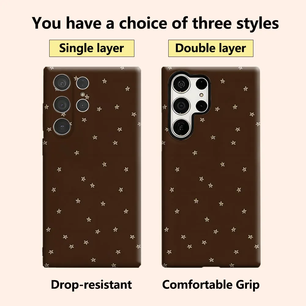 brown gold star Luxury Fashion Full Lens Protective Case for Samsung Galaxy S26 S25 S24 A56 A36 Plus Ultra
