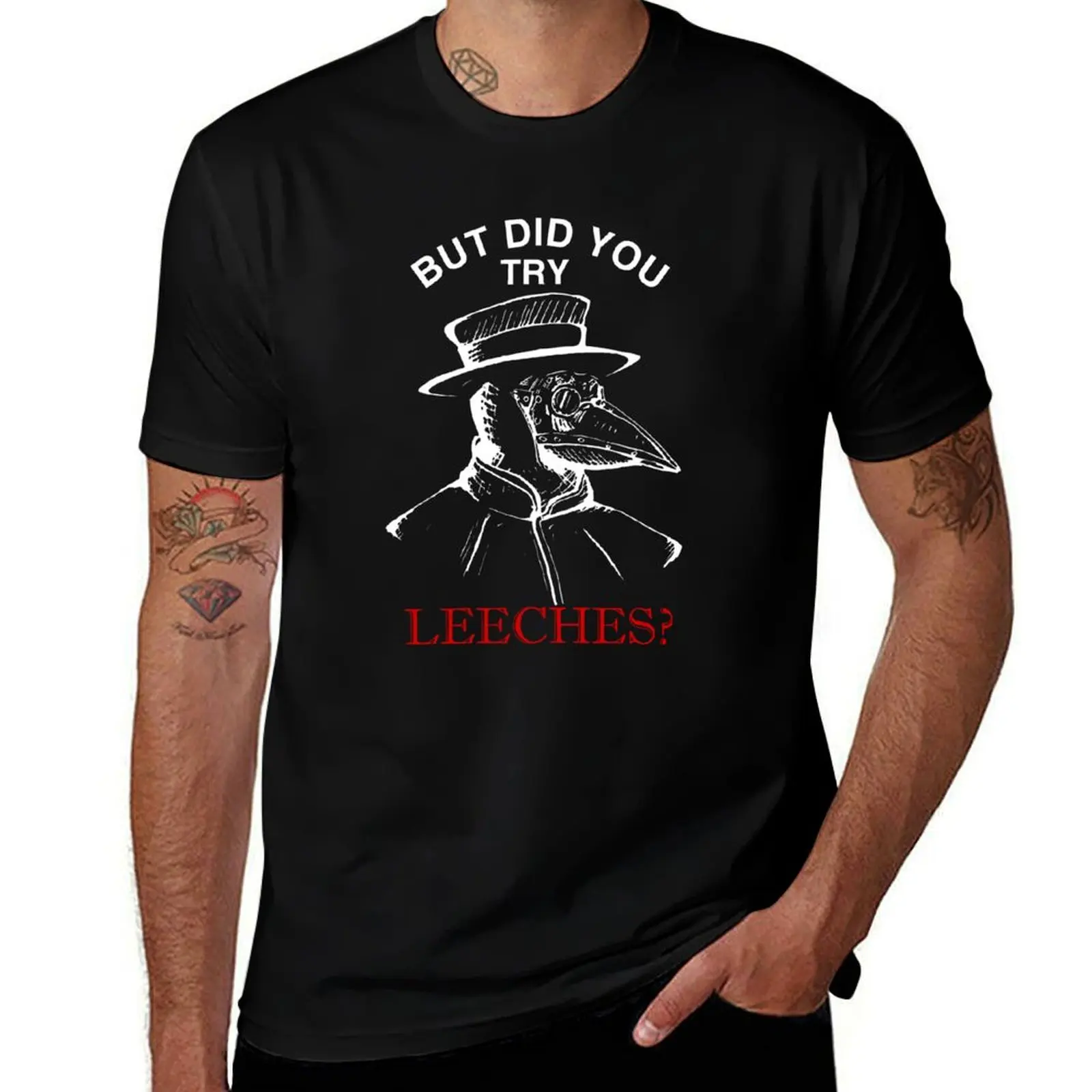 ¿Intentaste las sanguijuelas? Camiseta Plague Doctor, camiseta básica de manga corta de color liso