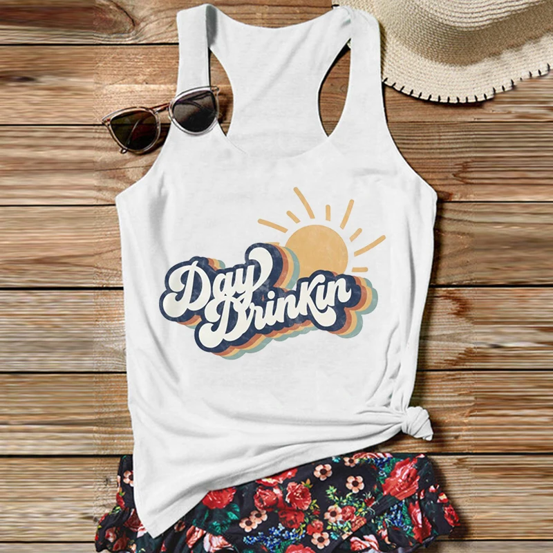 Day Drinking Tops for Women Funny Summer Tank Top for Her Alcohol Gift for Women Drinking Gift Party Clothes for Her