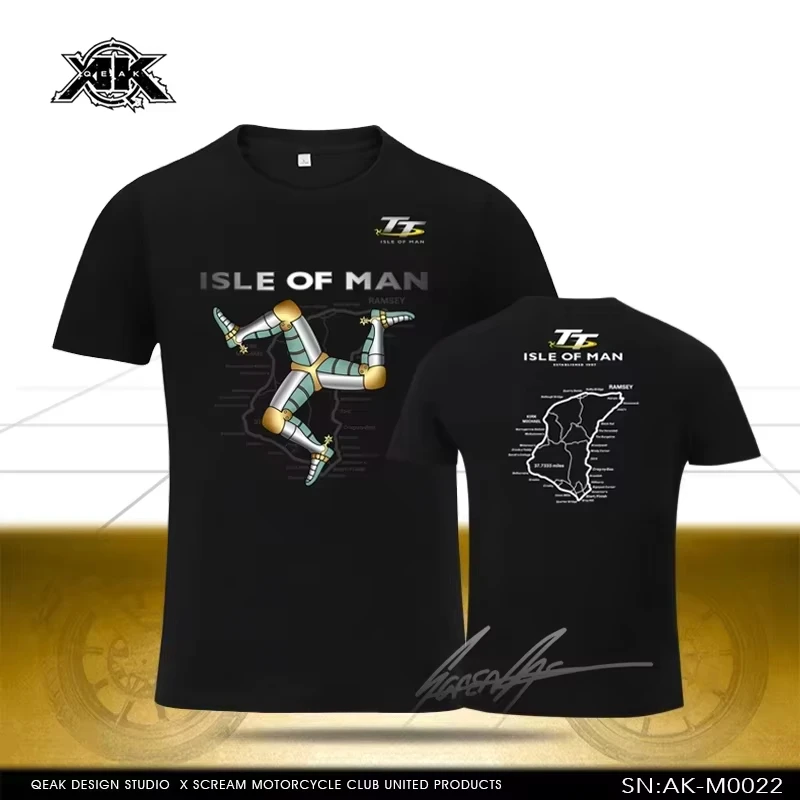 Summer Men's Isle of Man Tt Road Motorcycle Race Motorcycle Cycling Suit GP Motorcycle Enthusiast Neutral Round Neck T-shirt