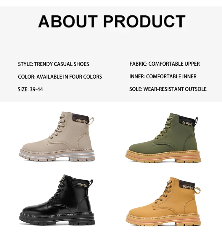 Modische Herren-High-Top-Stiefel, weiches Komfortfutter, verschleißfeste Sohle, ideal für Outdoor-Sport und Wandern. – Detail 4