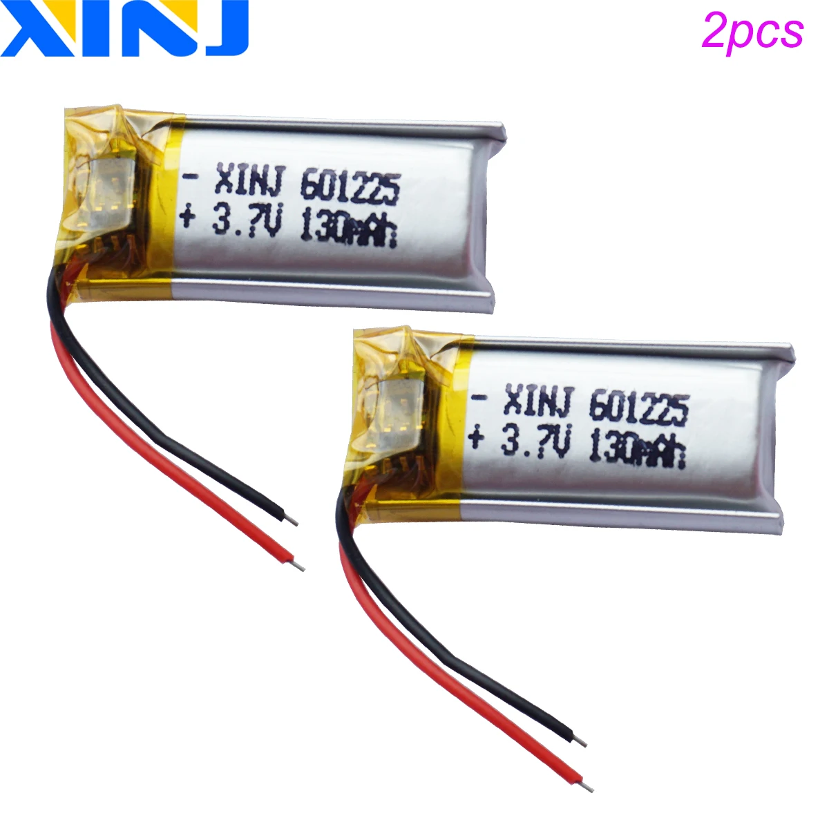 2Pcs 3.7V 130mAh 0.48Wh 601225 Lipo Rechargeable Battery For Bluetooth Speaker Headphones GPS Sat Nav Driving Recorder Mp3 mp4