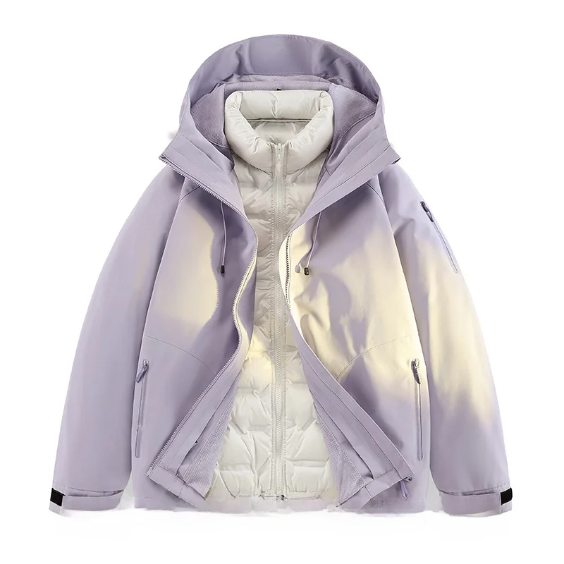 

ex Tee-in-One down Jaet Outdoor Climbing Waterproof Du down Vest Autumn Winter Loose Fit Long Sve Coat for Men A...