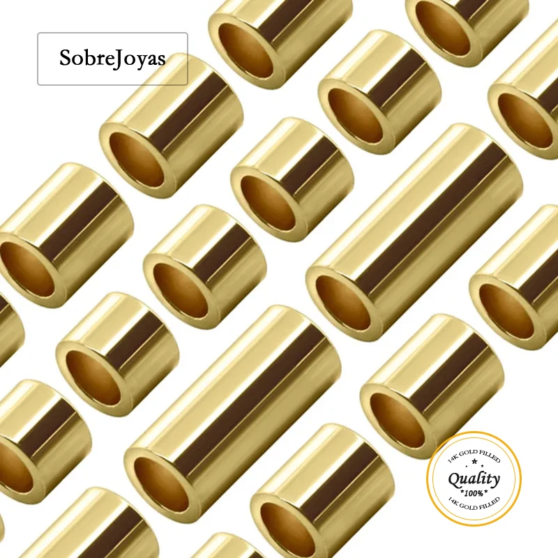 

14K Gold Filled Straight Cut Tube Beads Crimp Stopper Tarnish Resistant Jewelry Making Findings for DIY Jewelry Accessories