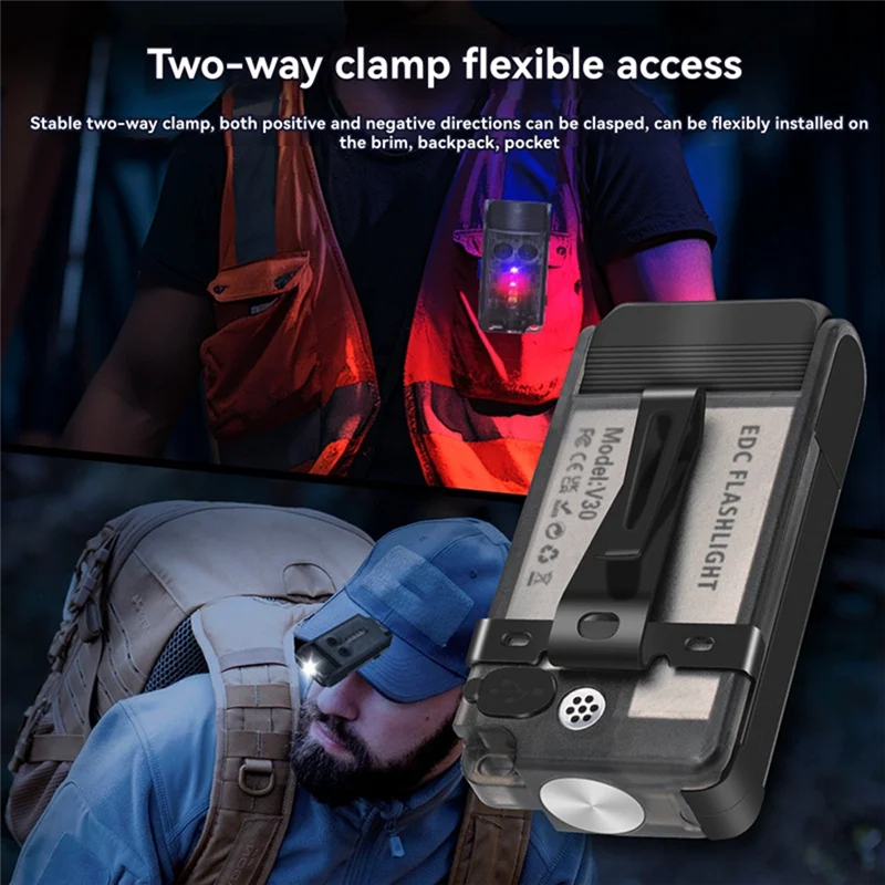 V30 Torcia Portachiavi Power Bank UV Clip magnetica per segnale acustico Ricaricabile Torcia da pesca da campeggio Emergenza
