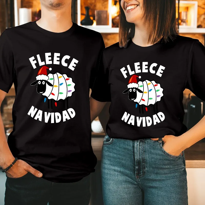 

Couple T-shirt Christmas Couple Outfits Fleece Navidad Christmas Shirt Couple Matching Sets His And Hers Outfits Lovers' Clothes