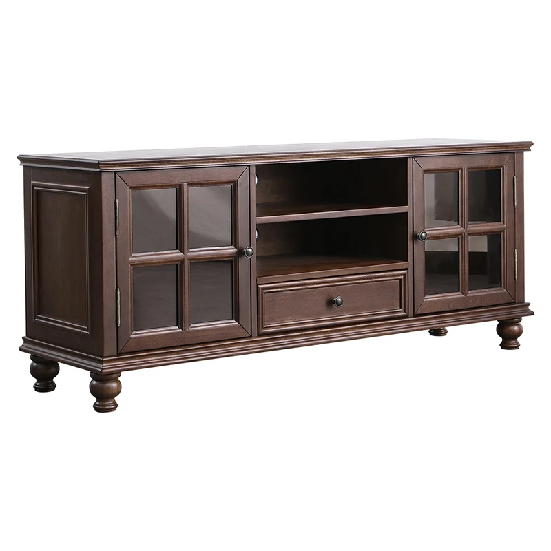 

Xl American Country All Solid Wood TV Cabinet Walnut Color Floor Cabinet Tailstock Bedroom High Cabinet