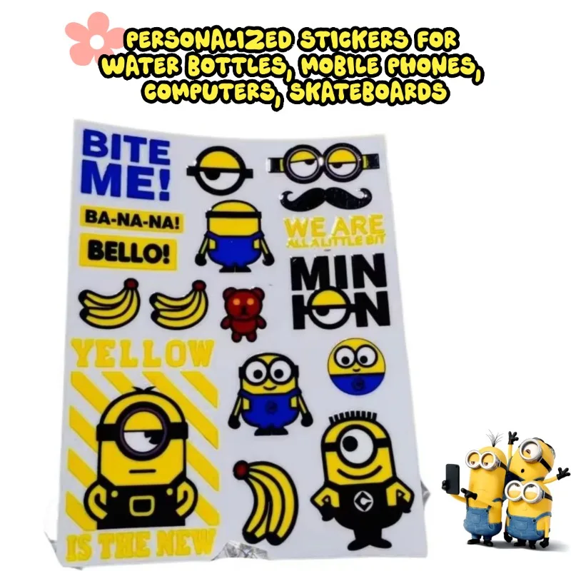 

Cute Minions Cartoon DIY Decals Waterproof Sunproof High Temperature Resistant For Water Bottle Phone Laptop Electric Scooter