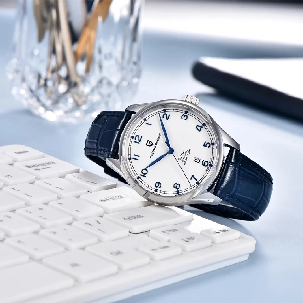 ページニ-サファイアガラス自動巻き時計,200m,機械式,防水,ブランド,男性用