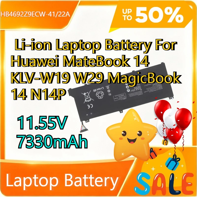 HB4692Z9ECW 7330mAh Li-ion Laptop Battery For Huawei MateBook 14 KLV-W19 W29 MagicBook 14 N14P