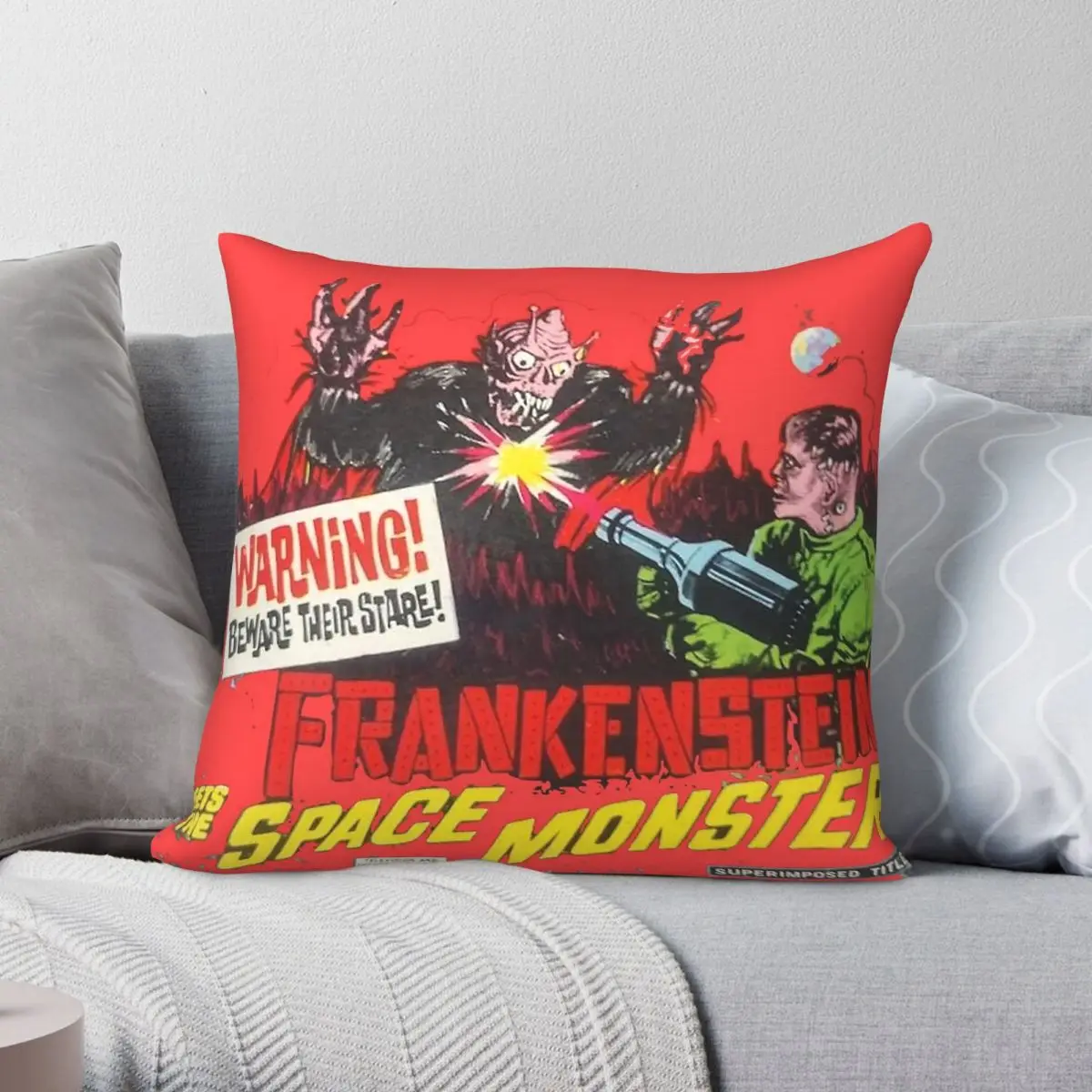 Frankenstein Meets The Spacemonster Pillowcase Polyester Linen Velvet Creative Zip Decorative Bed Cushion Cover
