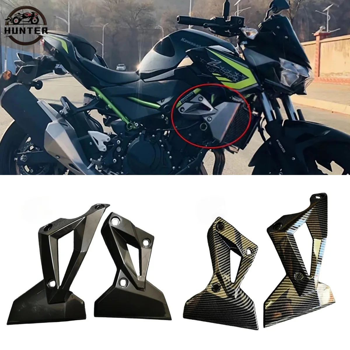 

Motorcycle ABS PLASTIC Hydro Dipped Side Frame Radiator Guard Fairing Fit for KAWASAKI Z400 2018 2019 2020 2021 2022 2023