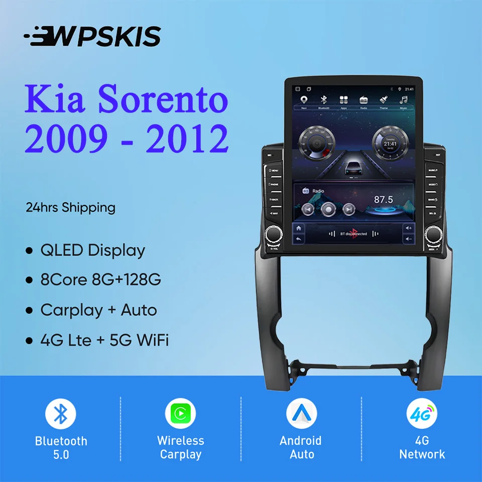 2Din Android 14 128G Car Radio Stereo Video Multimedia Player For Kia Sorento 2009 2010 2011 2012 GPS Navigation DVD Head Unit