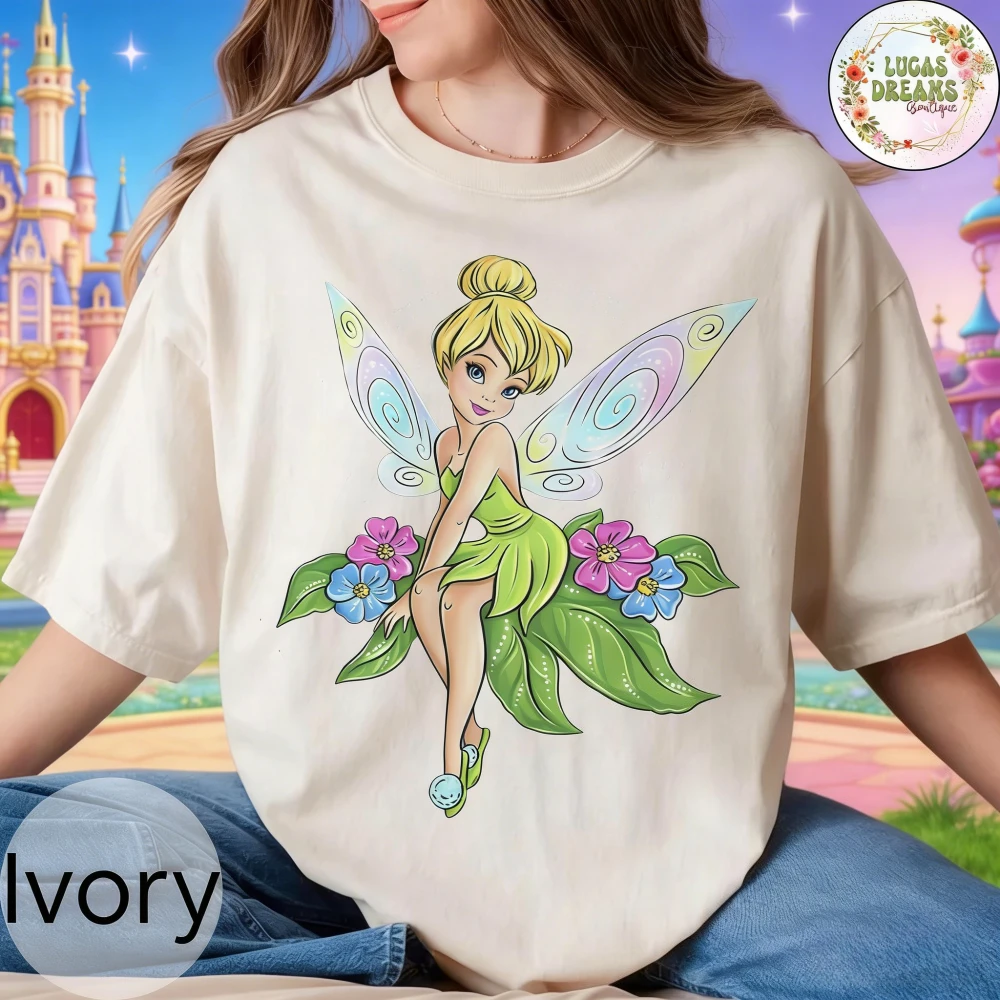 

Лето 2026, футболка с рисунком Диснея Тинкер Белл, мужская модная хлопковая качественная повседневная свободная футболка с короткими рукавами, классическая унисекс