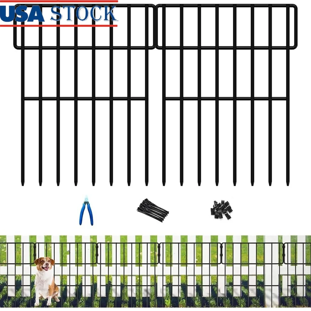 

No Dig Animal Barrier Fence 25 Panels Rustproof Metal Dog Rabbit Fencing Garden Lawn Yard 27ft Long Garden Fence System