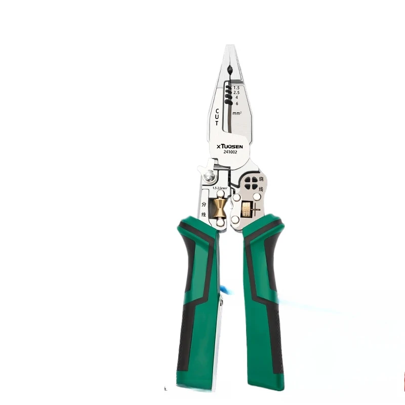

Ten-in-one with tester pen stripping, multi-functional pointed nozzle stripping pliers, adjustable splitting