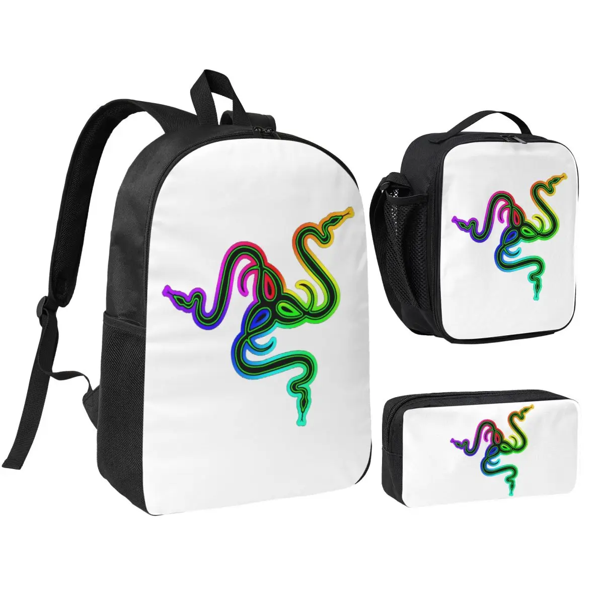 

Razer Backpack Student Boys Girls BookBag School Bag Laptop Shoulder Bags 3ps Insulated Lunch Bag Pencil Case