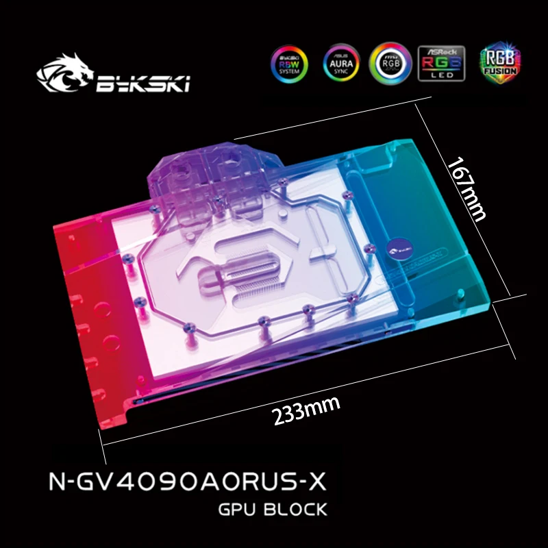 Bykski GPU Block for GIGABYTE AORUS RTX 4090 MASTER 24G / GAMING OC Video Card Water Cooling / Copper Radiator N-GV4090AORUS-X