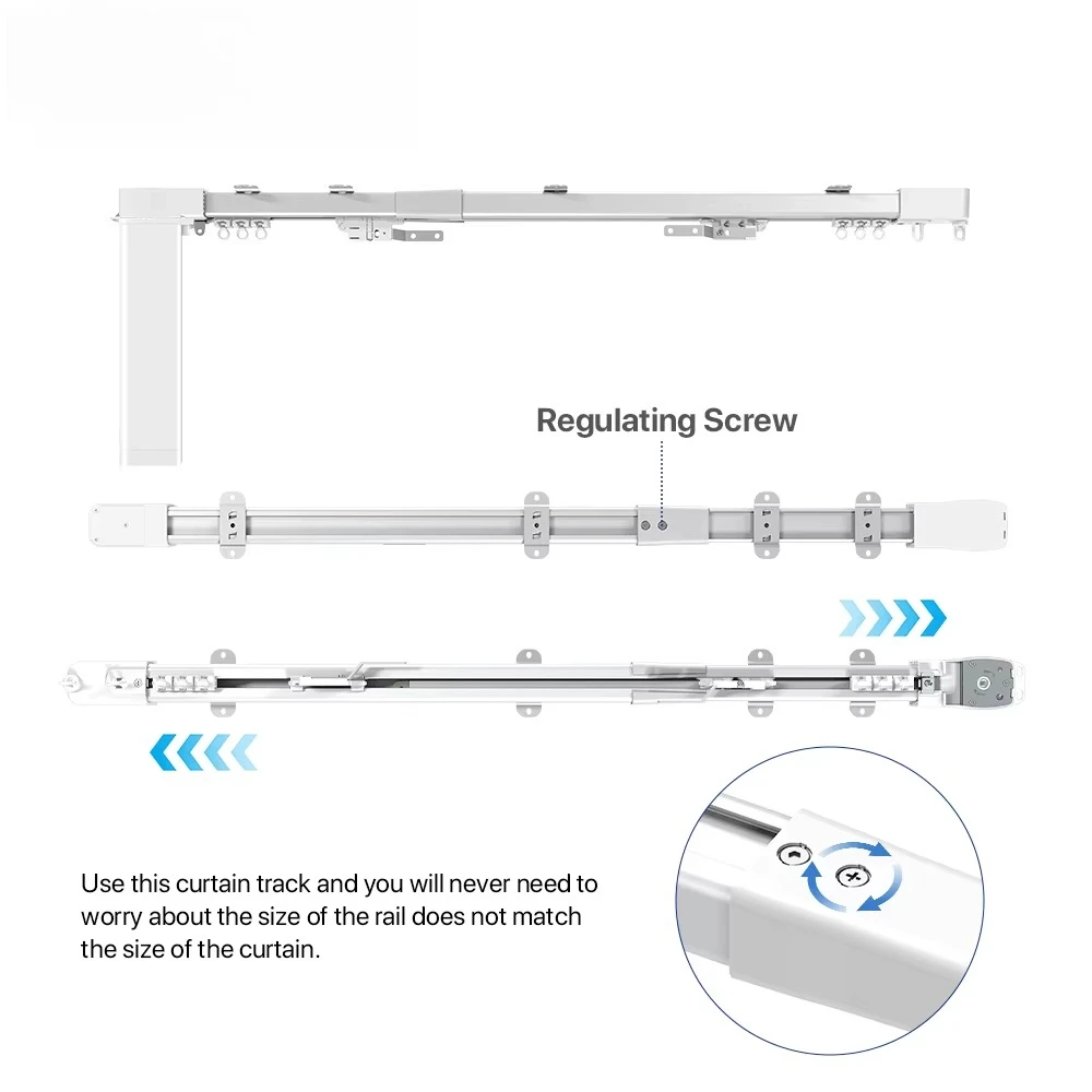 نوعية جيدة واي فاي الذكية بمحركات تلسكوبي الستار المسار السكك الحديدية الستائر موتور مجموعة قابل للتعديل للتمديد الذكية الستار المسار قضيب #4