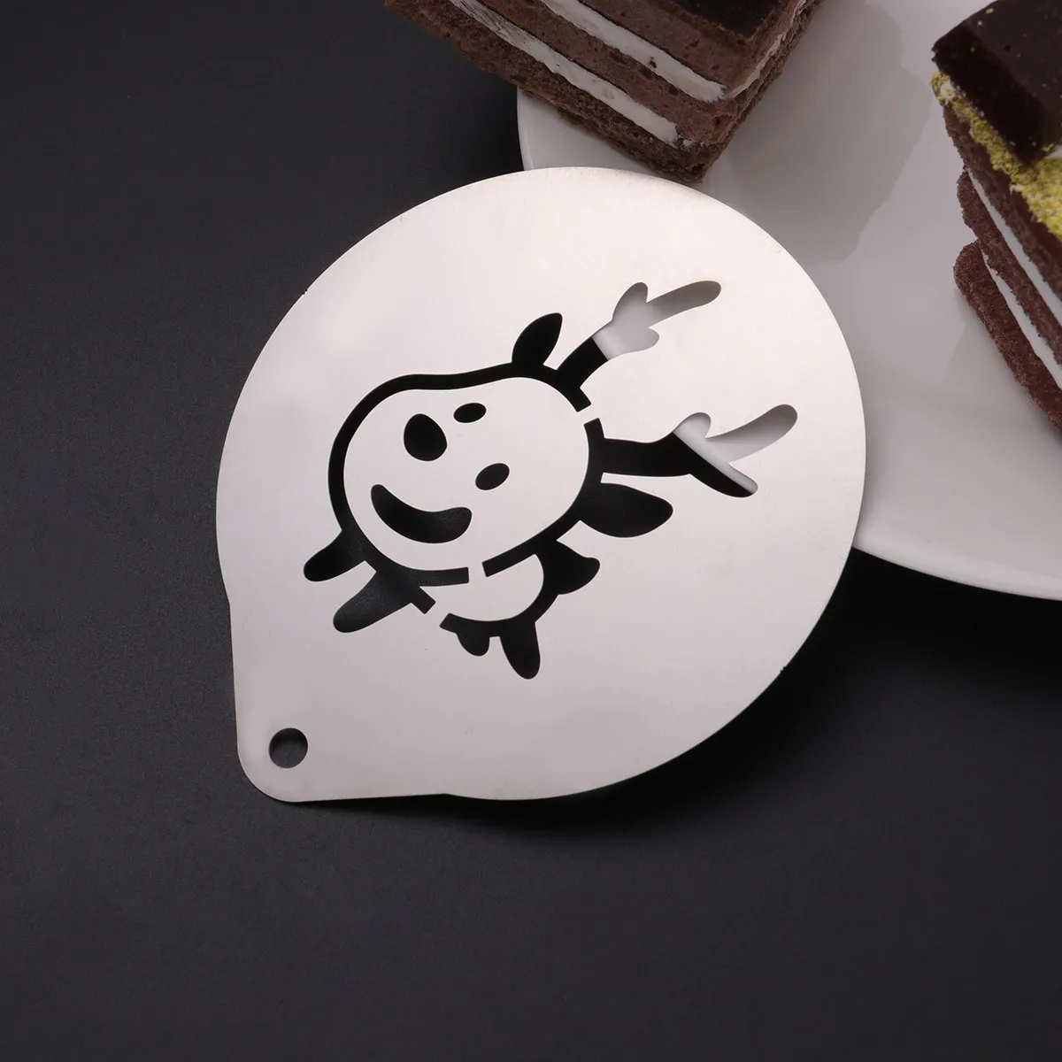 Stainless Steel Coffee Stencil Christmas Pattern Hollow Deer Latte Cappuccino Cake Decorating Baking Template Cupcake