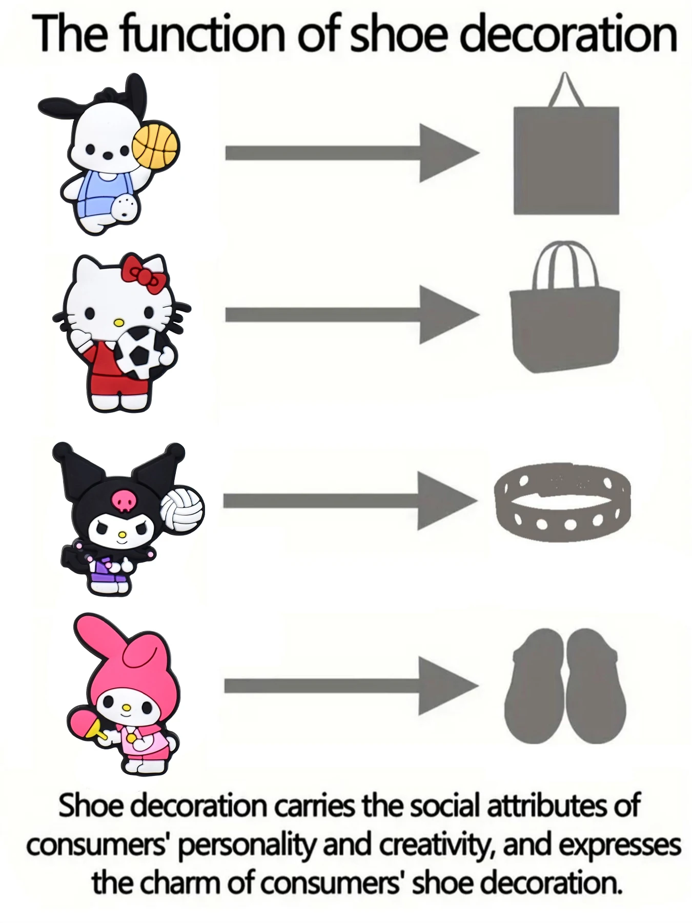 10PCS Cute Sports Hellokitty Kuromi Shoe Charm PVC Beach Bag Clog Wristband Decor Buckle Sandal Detachable Waterproof Party Gift