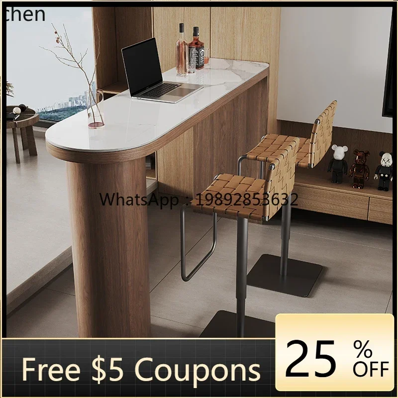 

H9- retro walnut bar counter household solid wood dining table desk rock slab bar counter