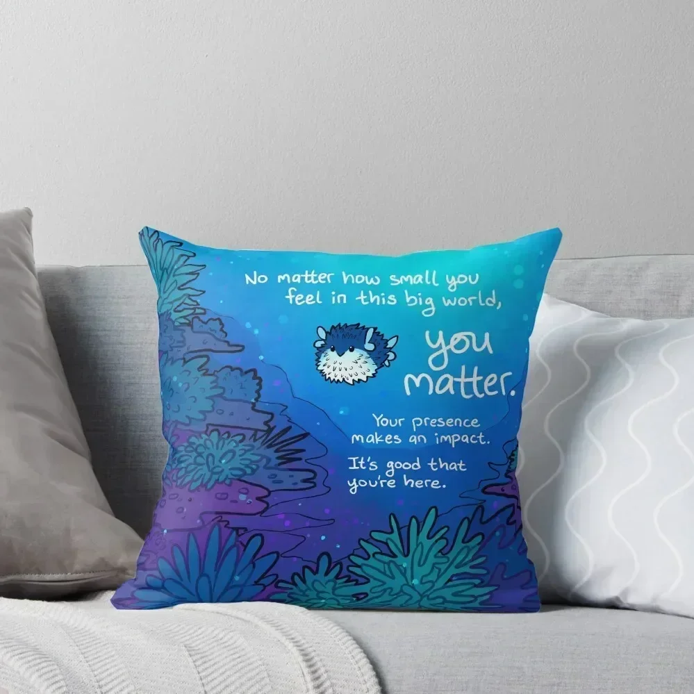 No Matter How Small You Feel Pufferfish Throw Pillow Sofa Decorative Covers Sofa Covers pillow