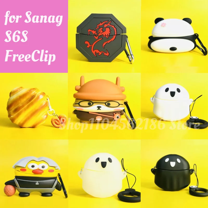 

Case for Sanag S6S FreeClip Cartoon Silicone Soft Shell Wireless Earphone Accessories Shockproof Cover Protective Sleeve Funda