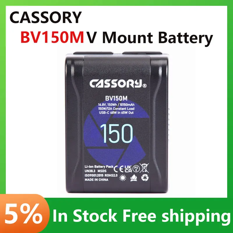 CASSORY BV150M V Mount Battery With D-tap NANO Mini Pocket,150Wh V Lock Camera Batteries For Camcorder