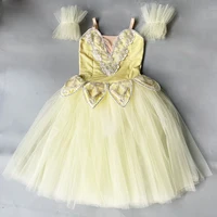 Vestido de Ballet amarillo para niñas, falda de Ballet, Vestido largo de baile para niños, disfraces de bailarina de rendimiento, faldas de danza del vientre