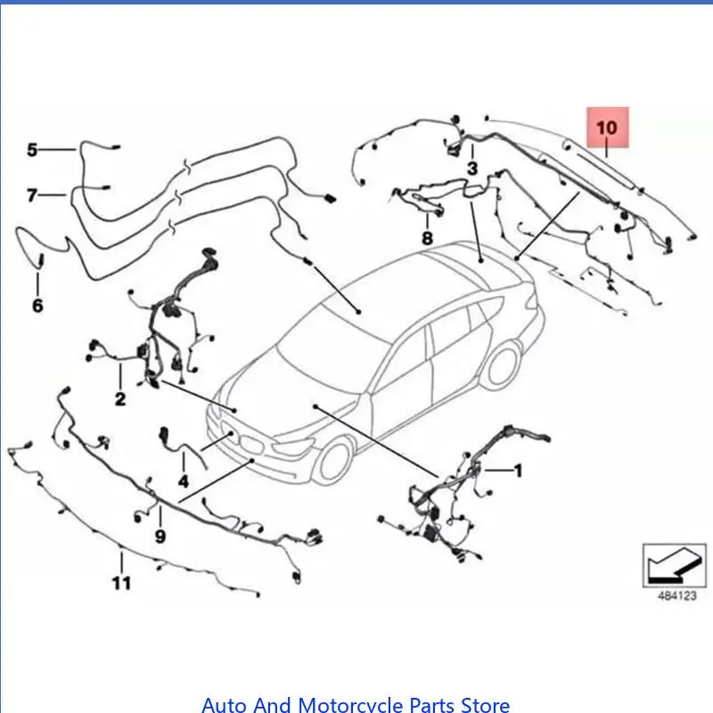 

P9FD Automotive Accessory for F10 F12 F13 f18 F01 F02 520i Rear Bumper Parking Wiring Harness Replace 61119336380