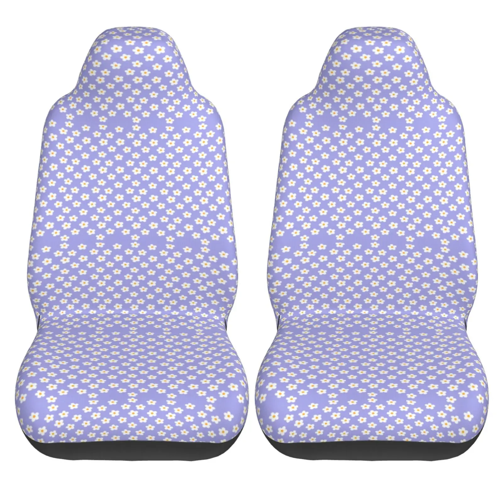 Green Groovy Flower Auto Seat Cover Set 2 Pack Floral Car Front Seat Cushion Elastic Breathable Seats Cushion Pad for Women