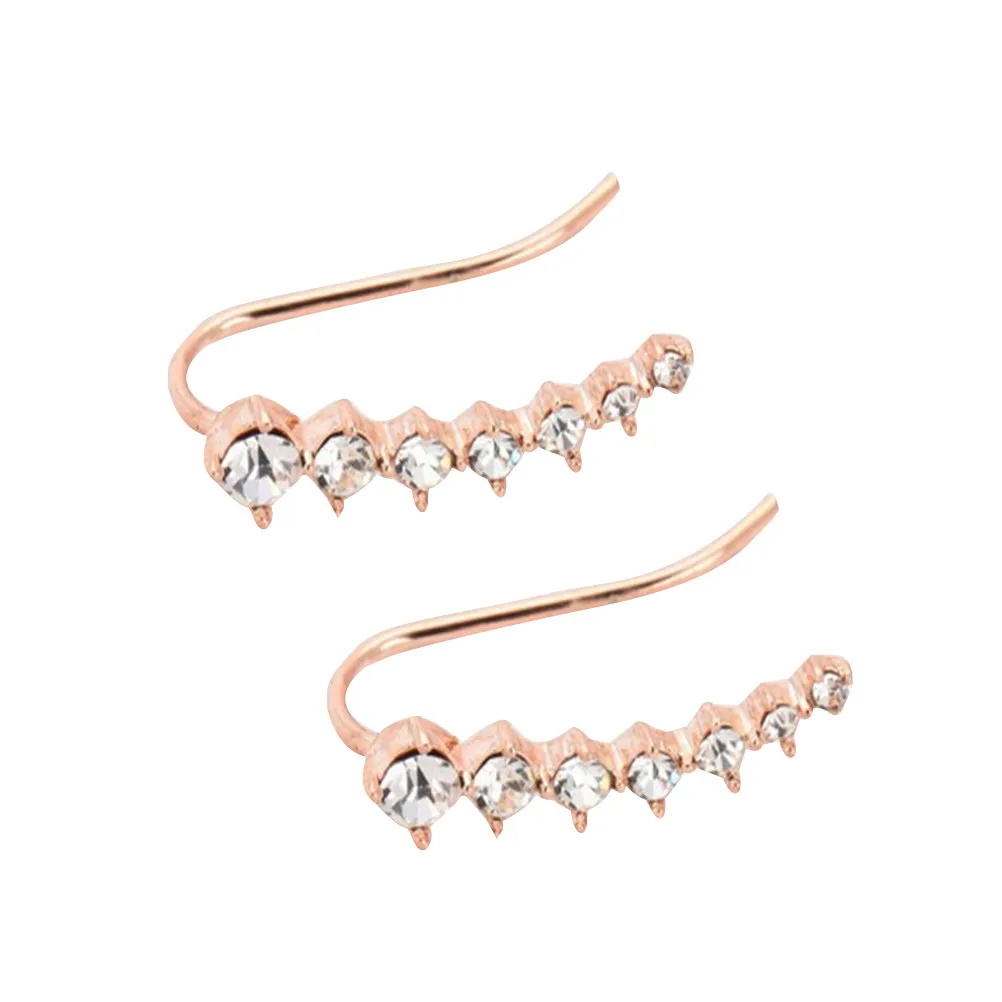 

1Pair Water Drop Star Ear Clips Crystal Rhinestone Earrings For Women Sparkling Studs Party Wedding Jewelry Gift Gold