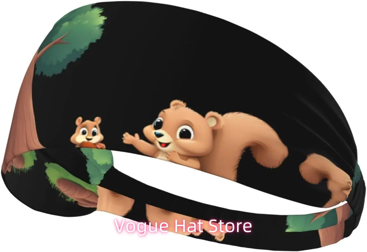 

Эластичная повязка на голову для упражнений — мягкая и дышащая повязка на голову для бега, езды на велосипеде, йоги и многочисленных рисунков маленькой белки