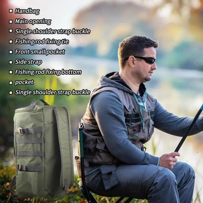 

Tackle Backpack Tackle Box Sling Bag With Rod Holder Waterproof Reel Equipment Bait Storage Pack For Riverside Mountain Trekking