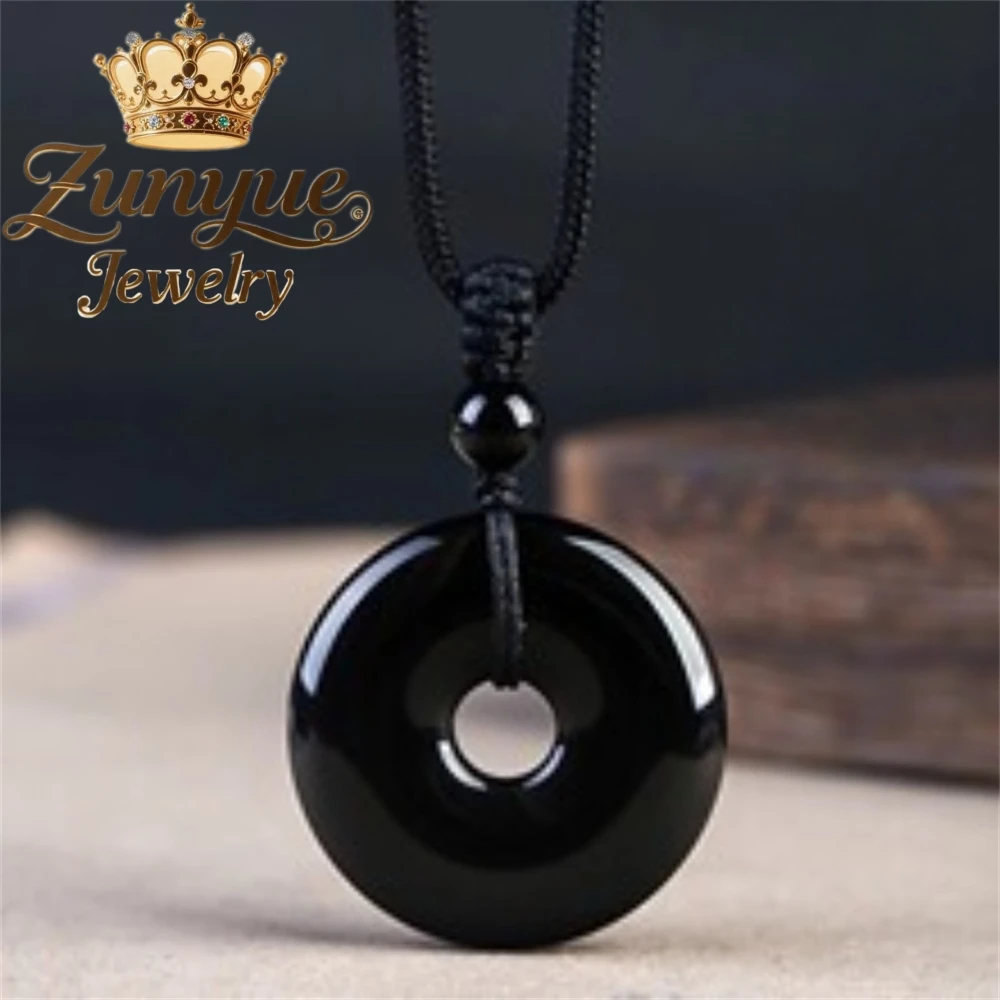 

High-End Obsidian Peace Pendant, Black Jewelry Necklace Handicraft Best Selling Fashion Jewelry Exquisite Elegant Popular Gift