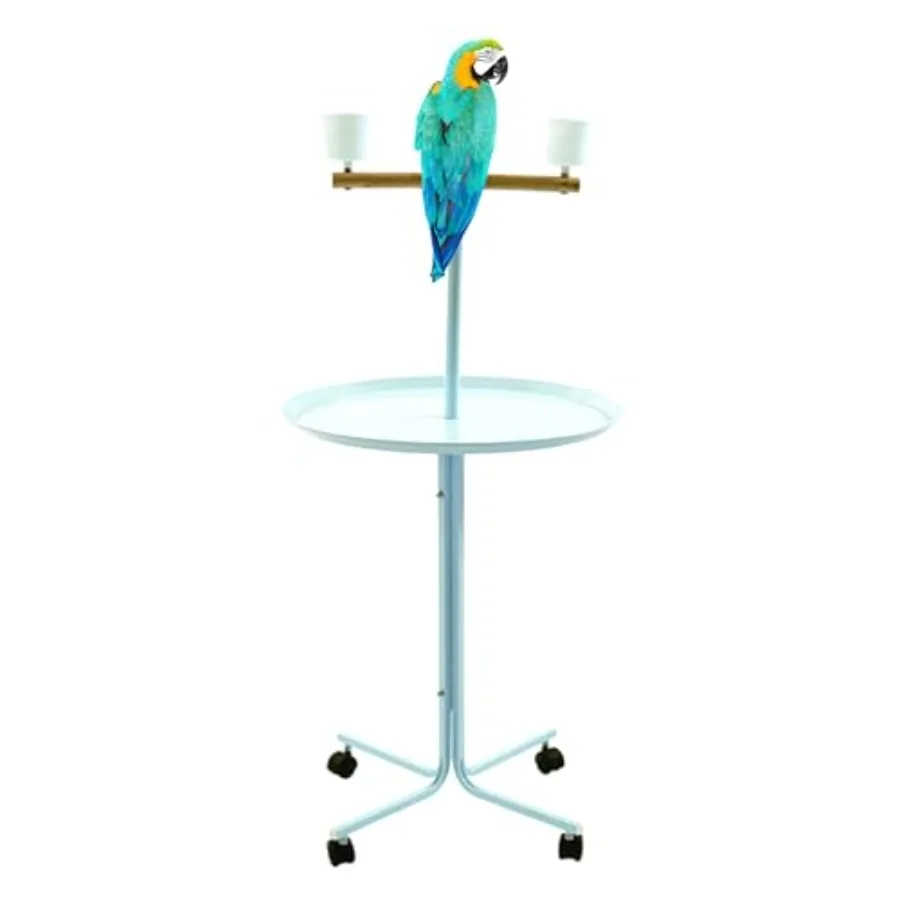 Large 47 Metal Base Parrot Bird Cage for African Grey Macaw Cockatoo Play Stand White Durable Powder-Coated Steel
