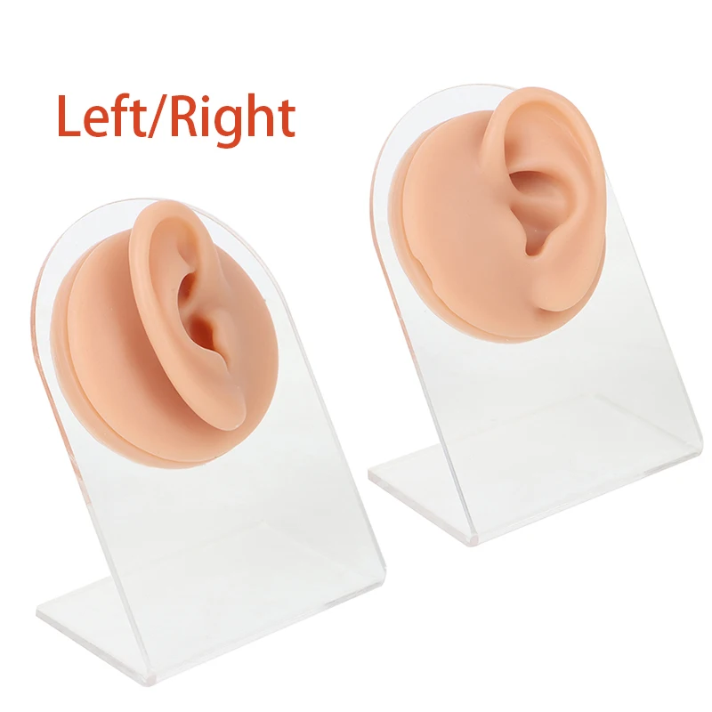 1PC Soft Ear Silicone Piercing Model Tattoo Practice Tools Earring Jewelry Display Acrylic Display Stand Kit